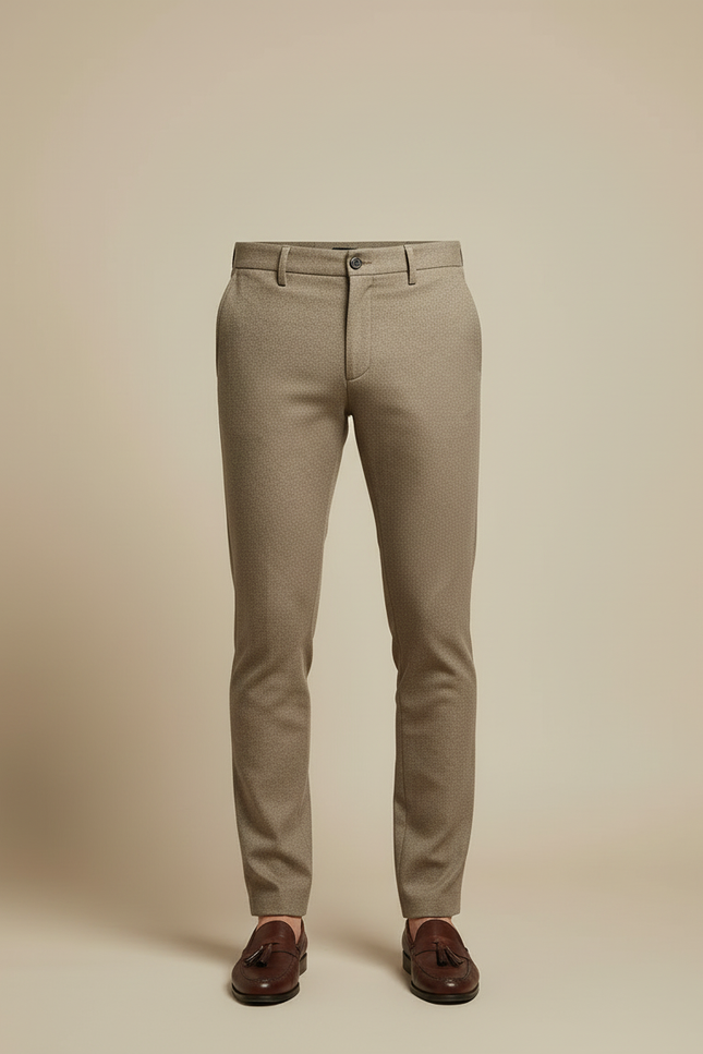 Pantalon Beige Homme Slim Motif Discret Élégant Formel - Tweed - vue 3