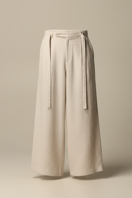 Pantalon Beige Ample Lin Coton Droit Homme - vue 3