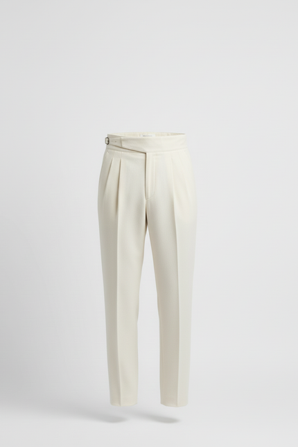 Pantalon Beige Plissé Élégant Homme Droit Coton - vue 3