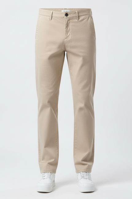 Pantalon Beige Coton Droit Décontracté Homme Ample - Gabardine - vue 3