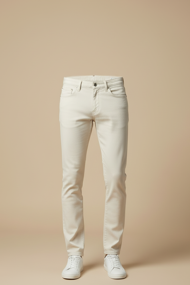 Pantalon Beige Coton Slim Fit Décontracté Homme - vue 3