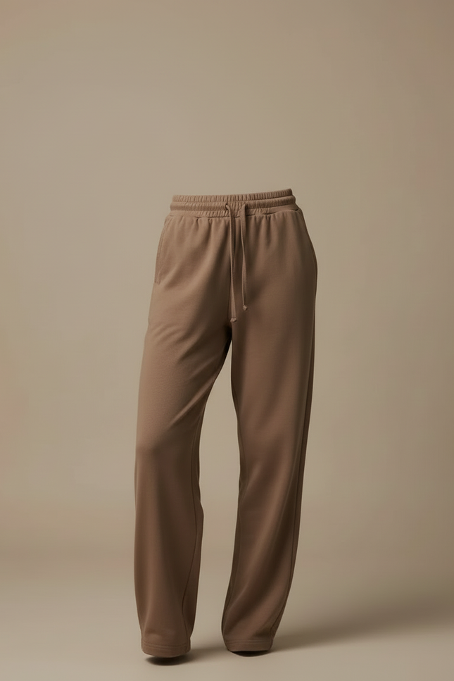 Pantalon Beige Ample Molletonné Décontracté Confortable - Marron - vue 3