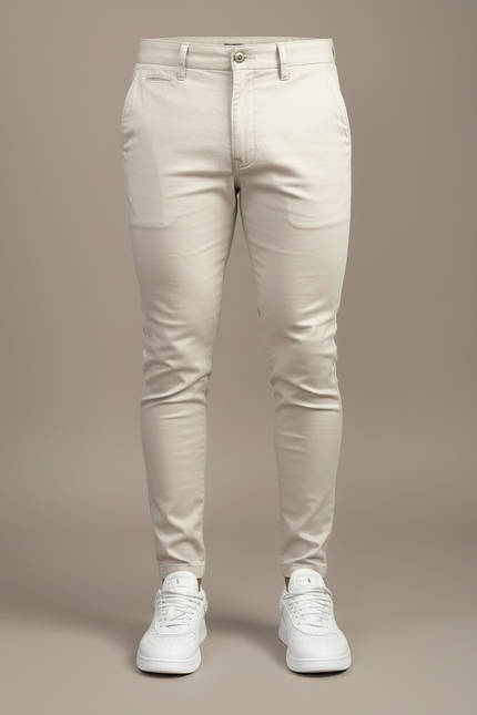 Pantalon Beige Chino Slim Fit Homme Décontracté - Coton - vue 3