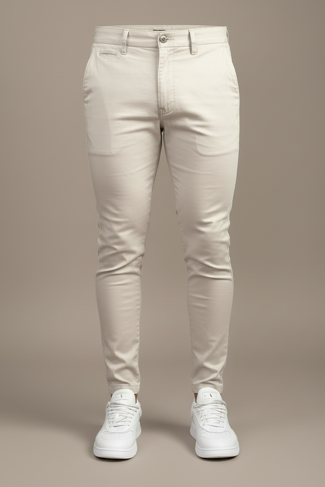 Pantalon Beige Chino Slim Fit Homme Décontracté - Coton - vue 3