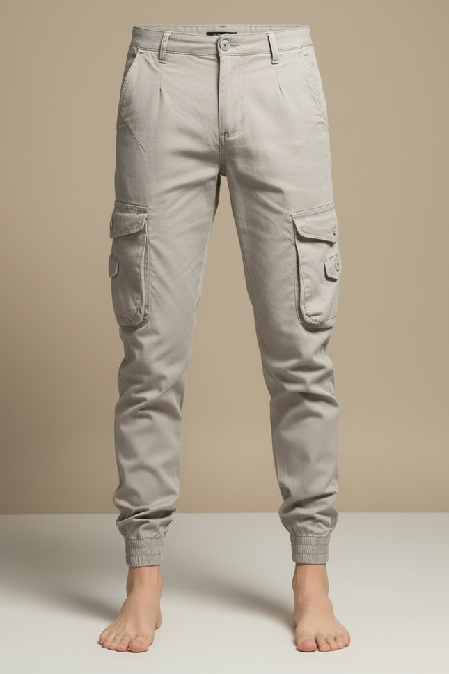 Pantalon Beige Cargo Chevilles Élastiques Décontracté Homme - Toile - vue 3