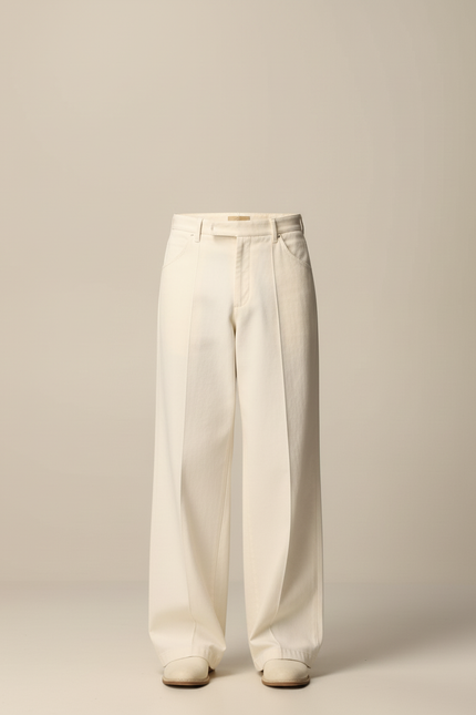 Pantalon Beige Droit Ample Décontracté Homme Coton - vue 3