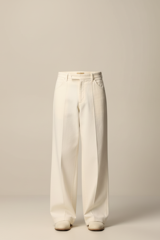 Pantalon Beige Droit Ample Décontracté Homme Coton - vue 3