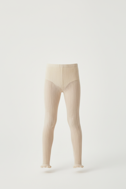 Pantalon Beige Enfant Maille Tricoté Confortable - vue 3
