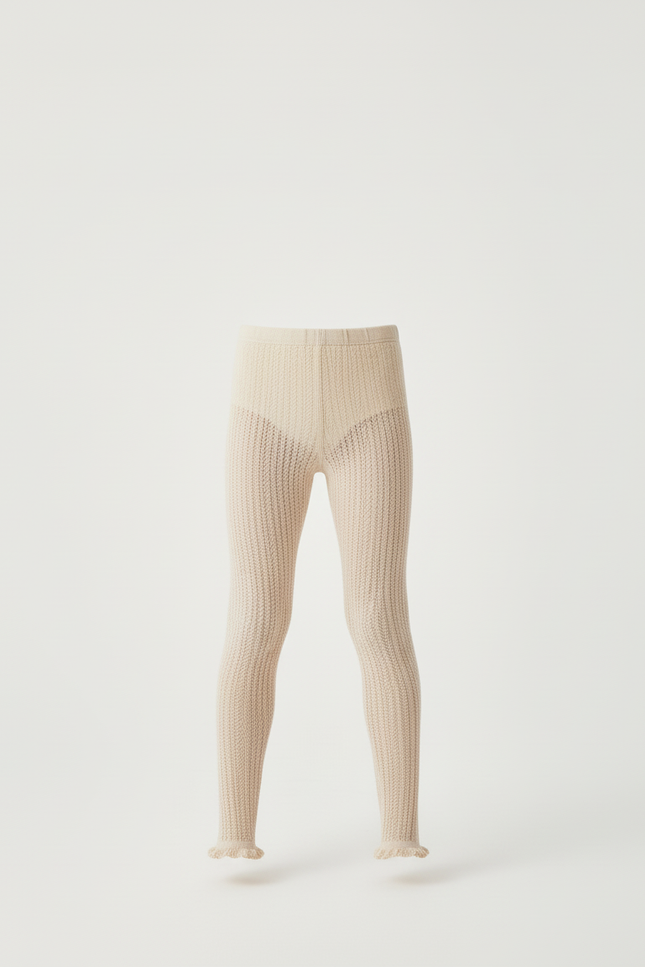 Pantalon Beige Enfant Maille Tricoté Confortable - vue 3