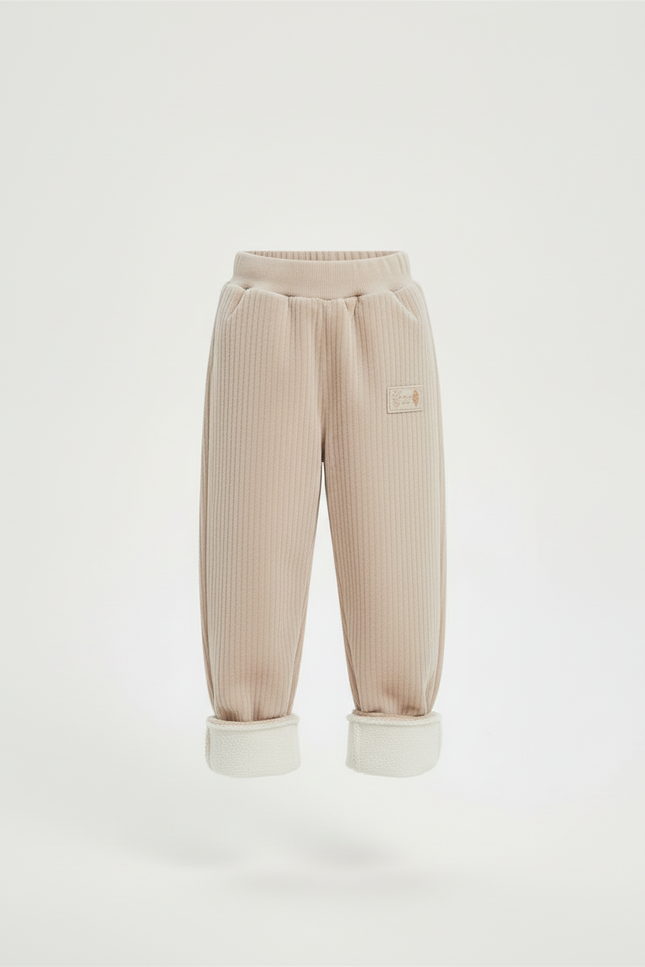 Pantalon Beige Côtelé Ample Doublé Hiver Enfant - Cordé - vue 3