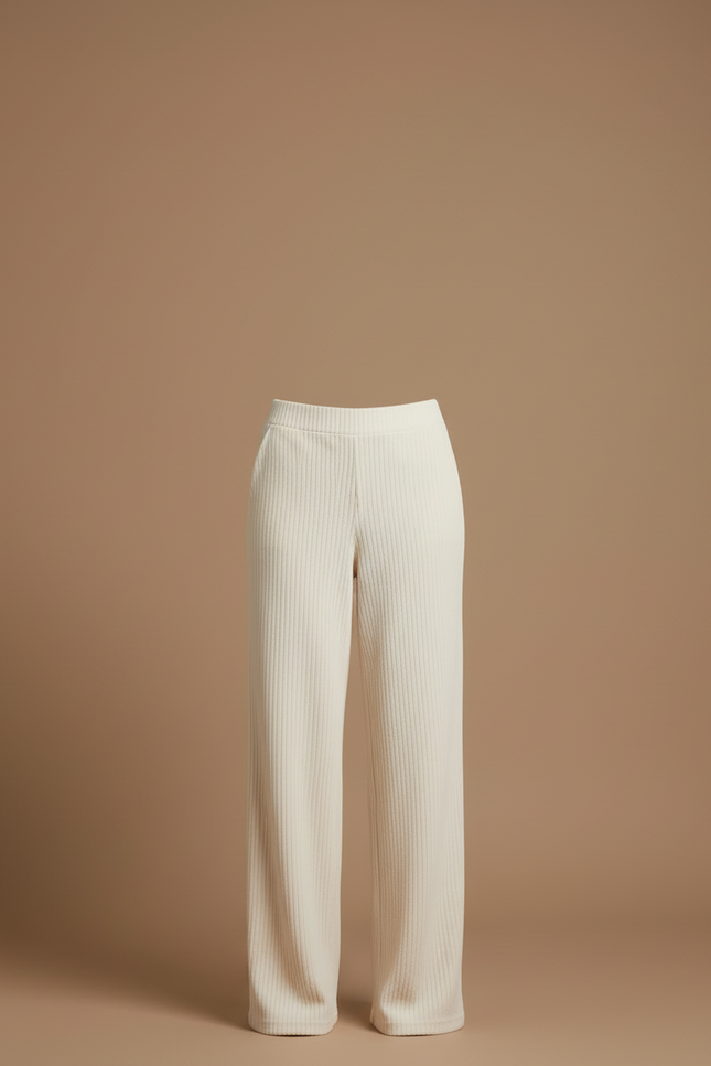 Pantalon Beige Côtelé Large Décontracté Femme - Cordé - vue 3