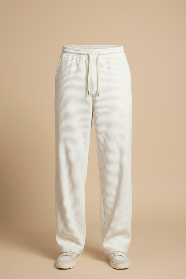 Pantalon Beige Côtelé Ample Droit Homme Cordon - Cordé - vue 3