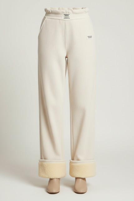 Pantalon Beige Doublé Polaire Ample Confortable - Cordé - vue 3