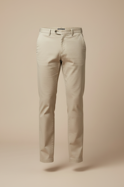Pantalon Beige Homme Chino Coton Coupe Droite Élégant - vue 3