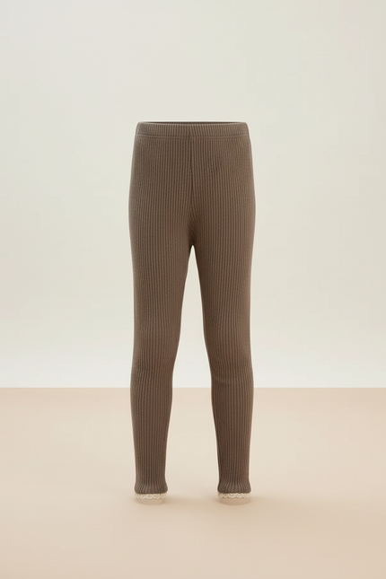 Pantalon Beige Côtelé Tricoté Doux Enfant - Maille - vue 3