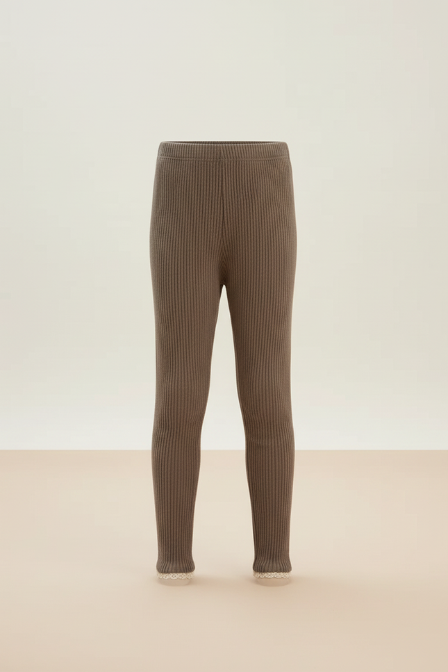 Pantalon Beige Côtelé Tricoté Doux Enfant - Maille - vue 3