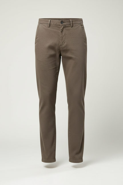 Pantalon Beige Slim Décontracté Coton Élégant Homme - Marron - vue 3