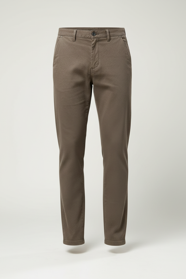 Pantalon Beige Slim Décontracté Coton Élégant Homme - Marron - vue 3