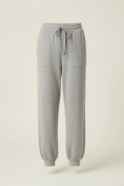 Pantalon Beige Tricoté Ample Cordon Décontracté - Gris Molleton - vue 3