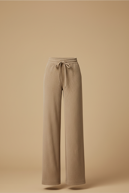 Pantalon Beige Côtelé Ample Décontracté Cordon Femme - Cordé - vue 3