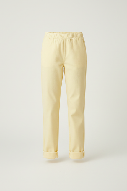 Pantalon Beige Enfant Coton Jaune Clair Cheville - vue 3