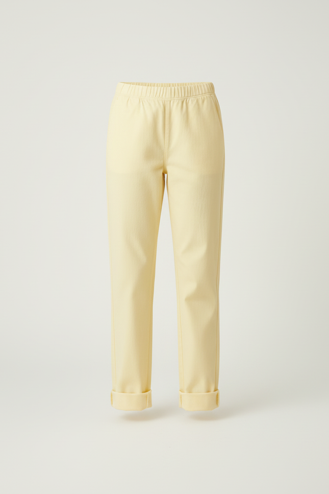 Pantalon Beige Enfant Coton Jaune Clair Cheville - vue 3