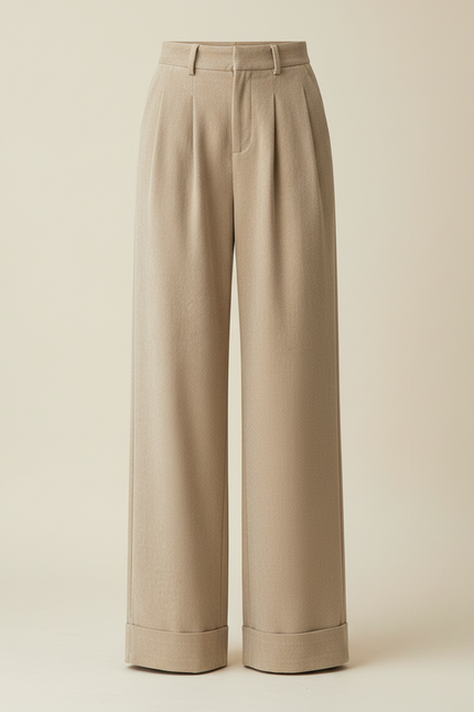 Pantalon Beige Côtelé Plissé Ample Femme - Maille - vue 3