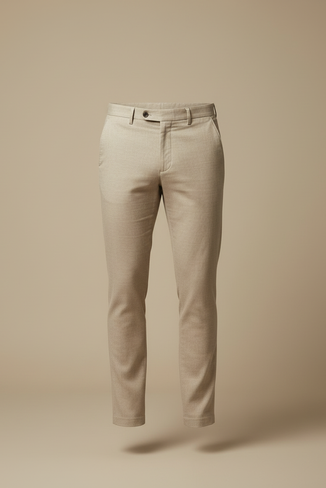 Pantalon Beige Slim Fit Décontracté Élégant Homme - Laine - vue 3