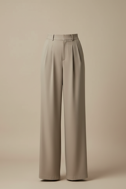 Pantalon Beige Ample Fluide Plissé Élégant Femme - Polyester - vue 3