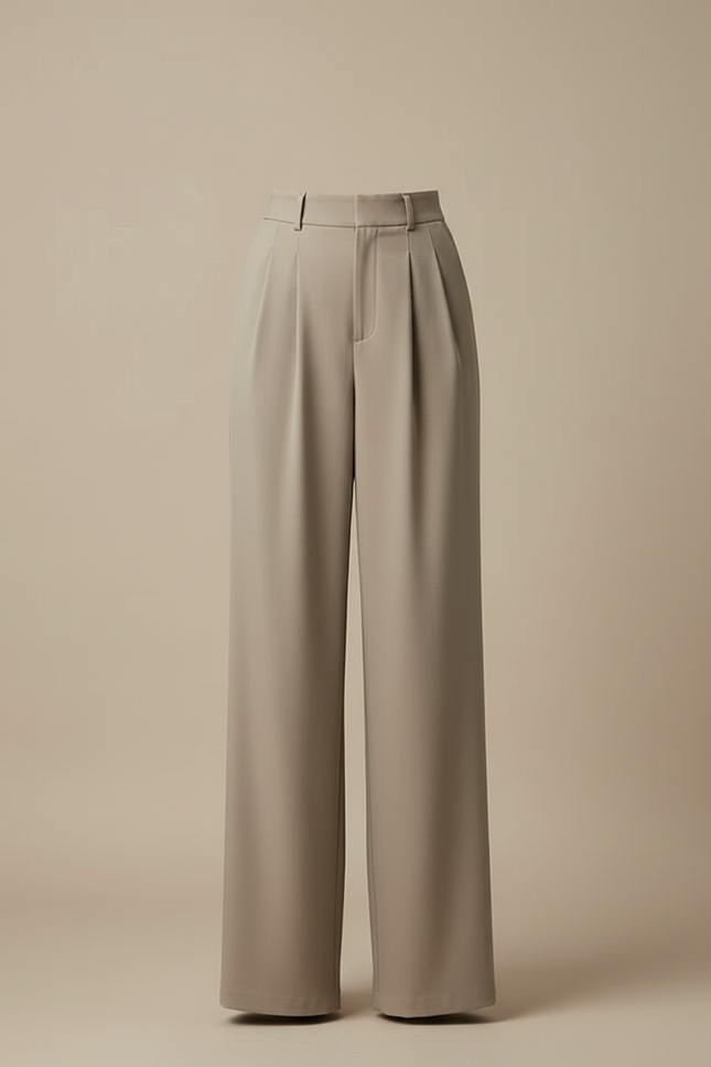 Pantalon Beige Ample Fluide Plissé Élégant Femme - Polyester - vue 3