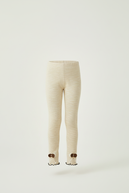 Pantalon Beige Slim Fille Décoré Mignon Enfant - Maille - vue 3