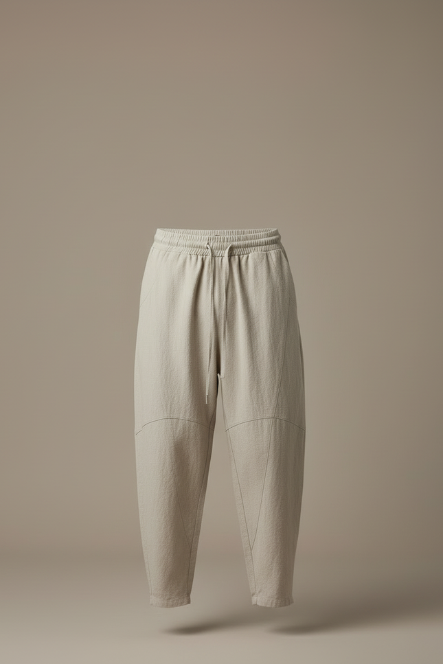 Pantalon Beige Ample, Décontracté, Lin, Homme, Été - vue 3