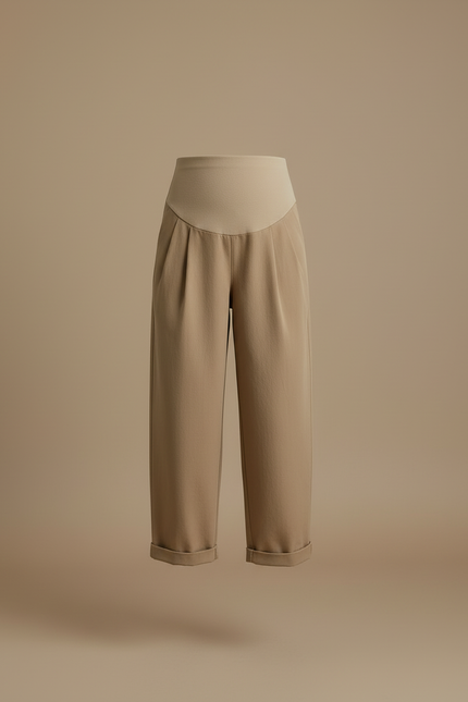 Pantalon Beige Coton Ample Décontracté Maternité - vue 3