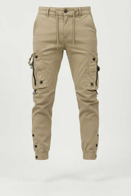 Pantalons Cargo Beige - Toile - vue 3