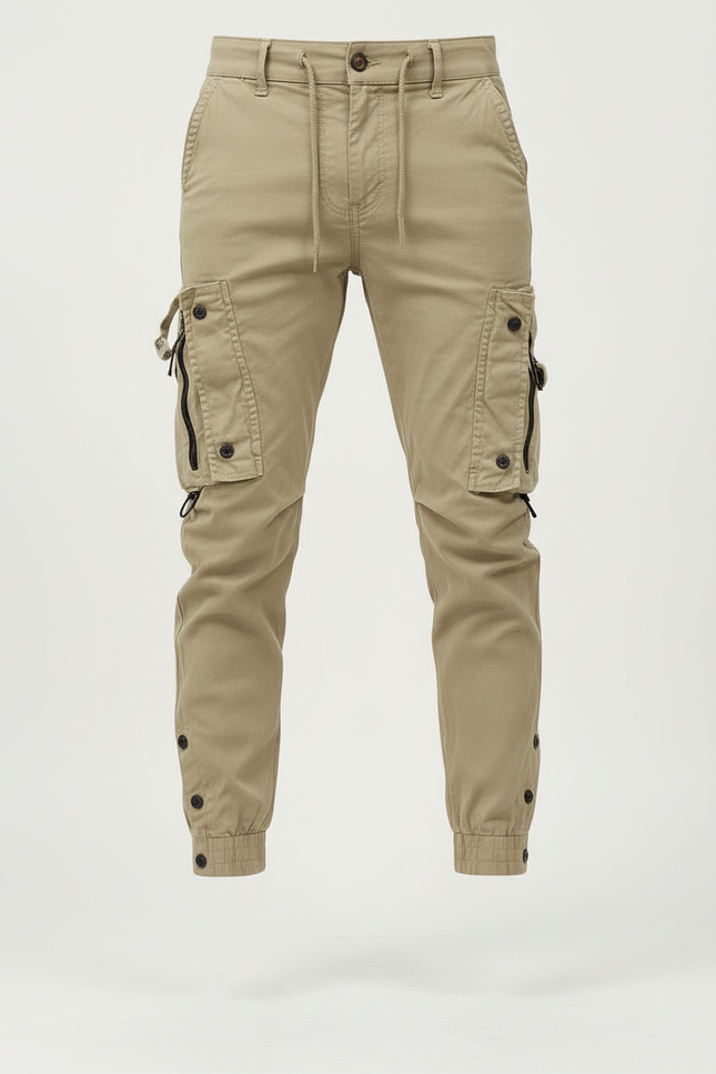 Pantalons Cargo Beige - Toile - vue 3