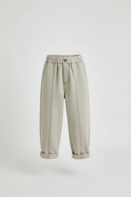 Pantalon Beige Ample Surpiqûres Décontracté Enfant Garçon - Toile - vue 3