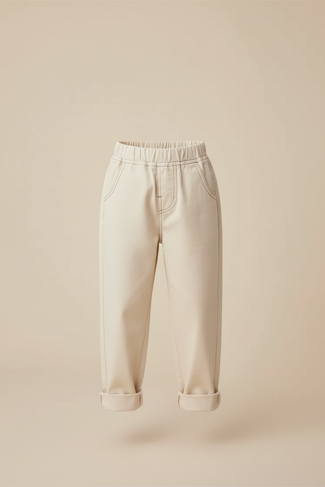 Pantalon Beige Coton Ample Confortable Enfant - Toile - vue 3