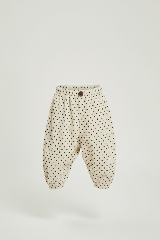 Pantalon Beige Côtelé Polka Dots Ample Enfant - Cordé - vue 3
