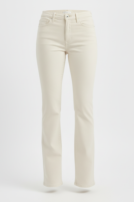 Pantalon Beige Droit Taille Haute Stretch Femme - Jean - vue 3