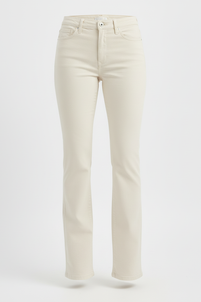 Pantalon Beige Droit Taille Haute Stretch Femme - Jean - vue 3