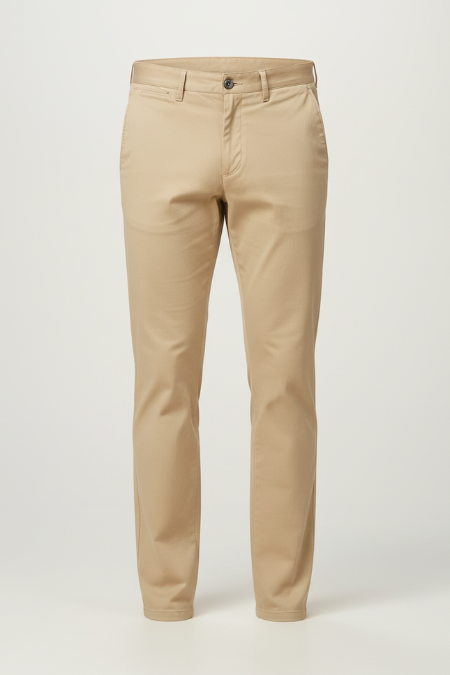Pantalon Beige Homme Coton Coupe Droite Élégant - Gabardine - vue 3