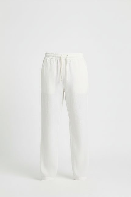 Pantalon Beige Lin Ample Décontracté Enfant - Blanc - vue 3