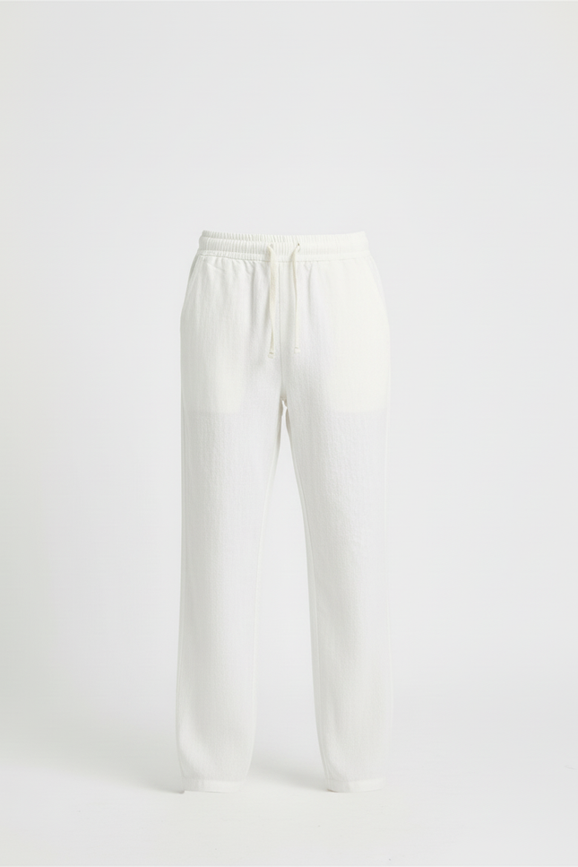 Pantalon Beige Lin Ample Décontracté Enfant - Blanc - vue 3