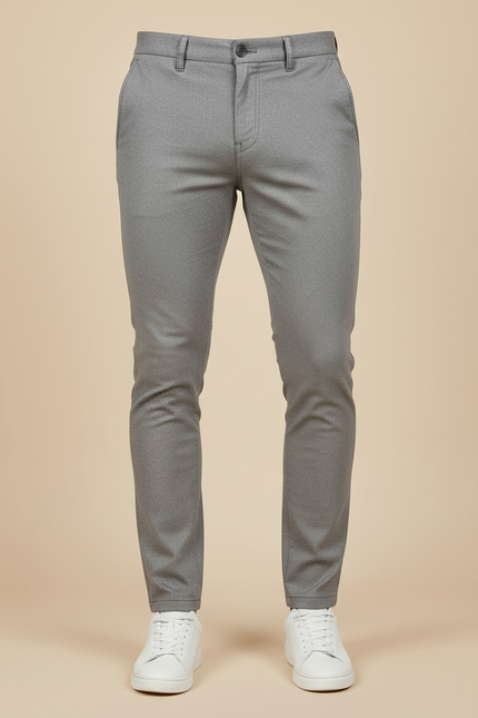 Pantalon Beige Homme Slim Motif Décontracté Chic - Gris Polyester - vue 3