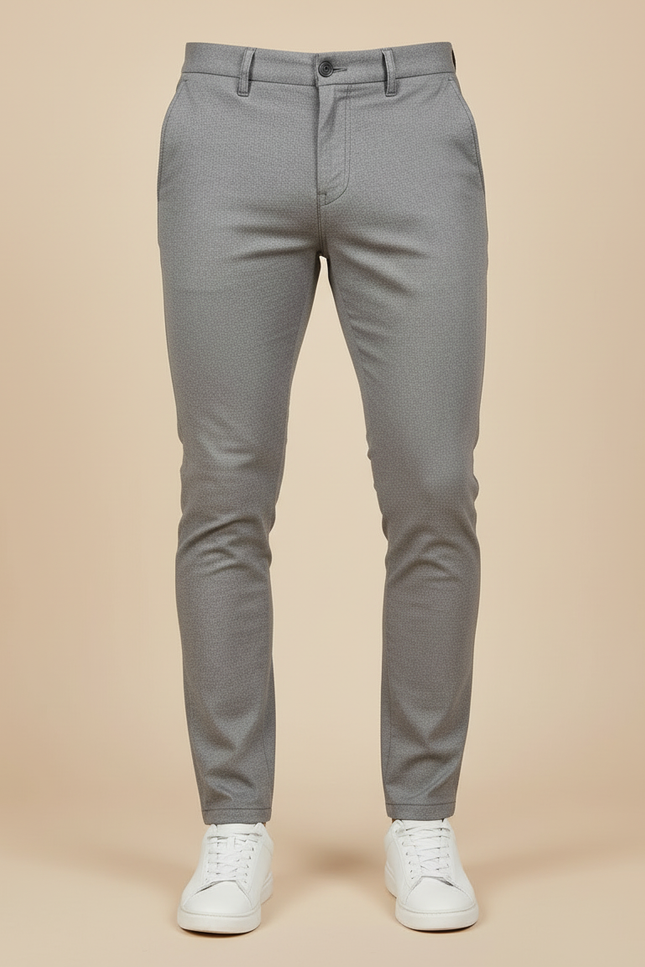 Pantalon Beige Homme Slim Motif Décontracté Chic - Gris Polyester - vue 3