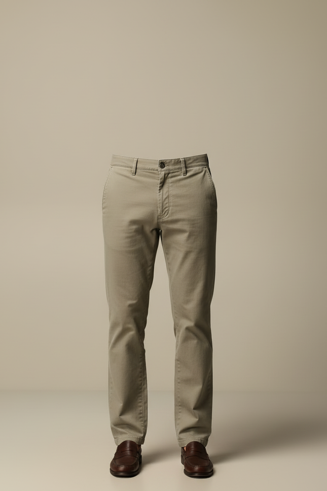 Pantalon Beige Coton Droit Classique Homme - Kaki - vue 3