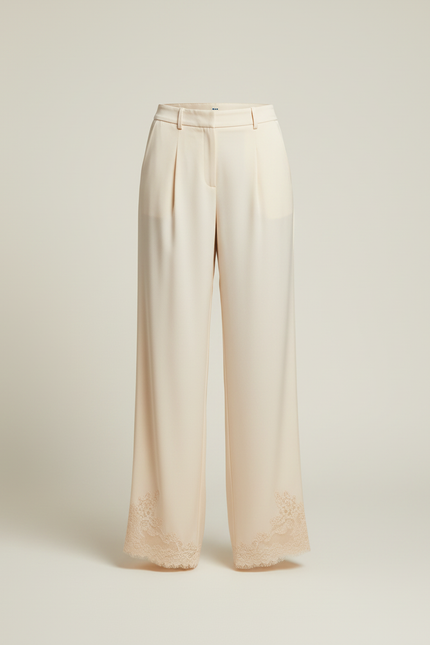 Pantalon Dentelle Beige - Satin - vue 3