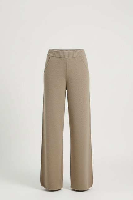 Pantalon Beige Ample Laine Tricoté Confortable Femme - vue 3