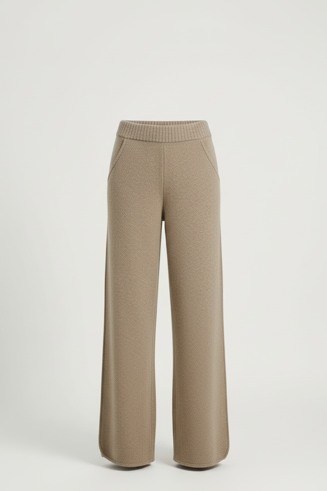 Pantalon Beige Ample Laine Tricoté Confortable Femme - vue 3