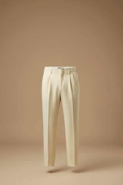Pantalon Beige Plissé Droit Élégant Décontracté Homme - Gabardine - vue 3